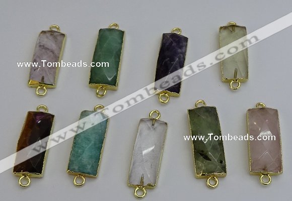 NGC5092 12*30mm - 15*35mm faceted rectangle mixed gemstone connectors