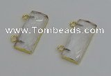 NGC5095 12*30mm - 15*35mm faceted rectangle white crystal connectors