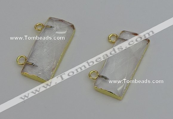 NGC5095 12*30mm - 15*35mm faceted rectangle white crystal connectors