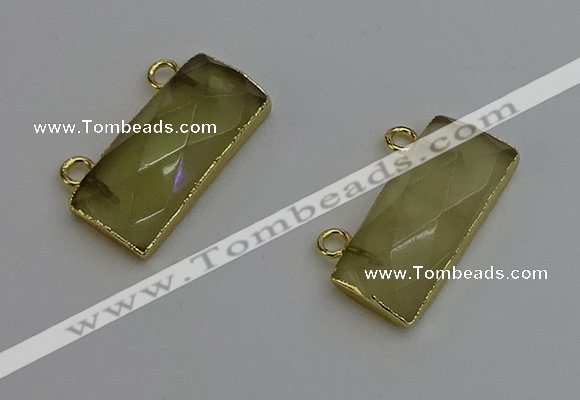 NGC5098 12*30mm - 15*35mm faceted rectangle lemon quartz connectors