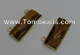 NGC5106 12*30mm - 15*35mm faceted rectangle yellow tiger eye connectors