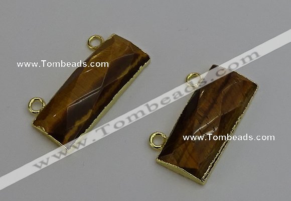 NGC5106 12*30mm - 15*35mm faceted rectangle yellow tiger eye connectors