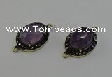 NGC5127 16*20mm oval amethyst gemstone connectors wholesale