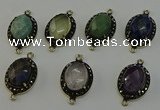 NGC5137 16*20mm oval mixed gemstone connectors wholesale