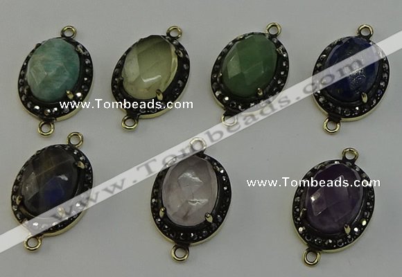 NGC5137 16*20mm oval mixed gemstone connectors wholesale