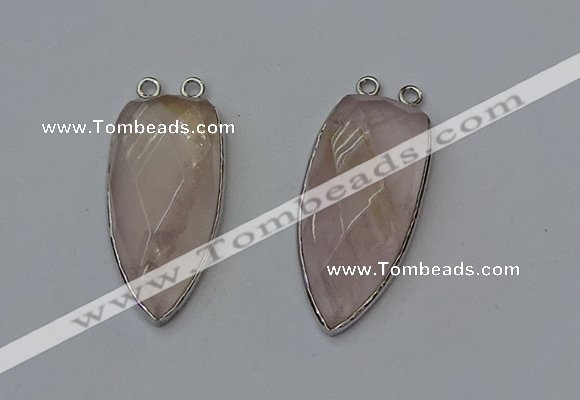 NGC5140 16*35mm - 18*40mm arrowhead rose quartz connectors