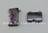 NGC5182 20*35mm - 22*40mm freeform druzy amethyst connectors