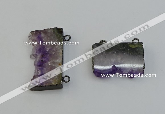 NGC5182 20*35mm - 22*40mm freeform druzy amethyst connectors