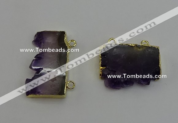 NGC5184 20*35mm - 22*40mm freeform druzy amethyst connectors