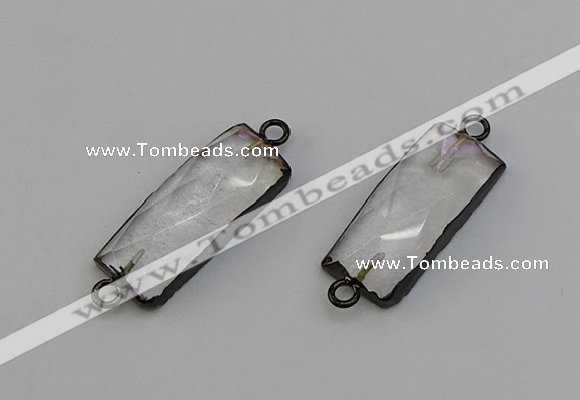 NGC5188 12*30mm - 15*30mm faceted rectangle white crystal connectors