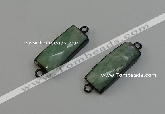 NGC5195 12*30mm - 15*30mm faceted rectangle amazonite connectors