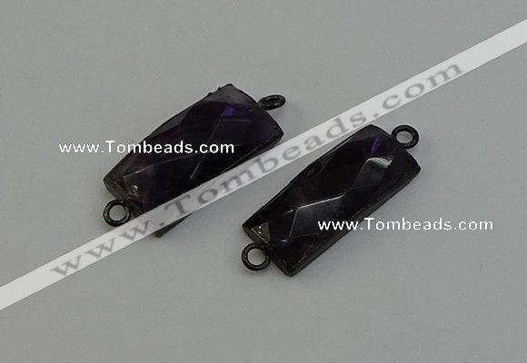 NGC5199 12*30mm - 15*30mm faceted rectangle amethyst connectors