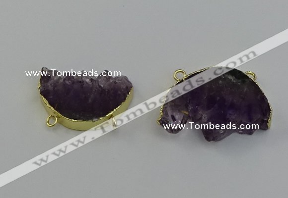 NGC5264 25*35mm - 30*40mm freeform druzy amethyst connectors