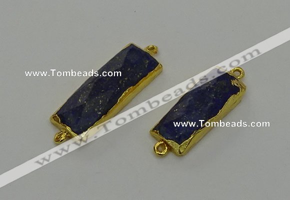 NGC5306 12*30mm - 15*35mm faceted rectangle lapis lazuli connectors