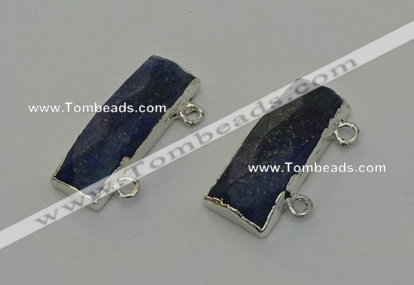 NGC5308 12*30mm - 15*35mm faceted rectangle lapis lazuli connectors