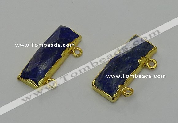 NGC5309 12*30mm - 15*35mm faceted rectangle lapis lazuli connectors