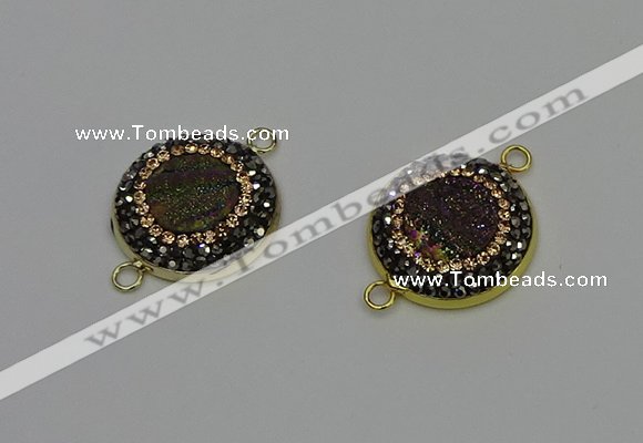 NGC5315 20mm - 22mm coin plated druzy agate connectors