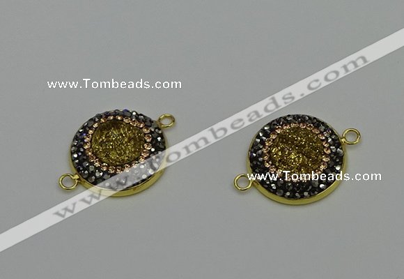 NGC5316 20mm - 22mm coin plated druzy agate connectors