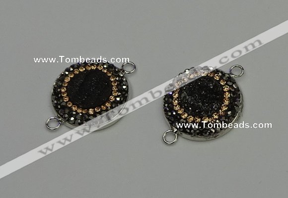 NGC5328 20mm - 22mm coin plated druzy agate connectors