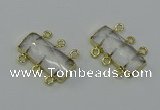 NGC5350 12*30mm - 15*30mm faceted rectangle white crystal connectors