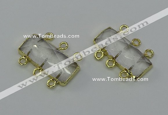 NGC5350 12*30mm - 15*30mm faceted rectangle white crystal connectors