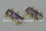 NGC5352 12*30mm - 15*30mm faceted rectangle light amethyst connectors