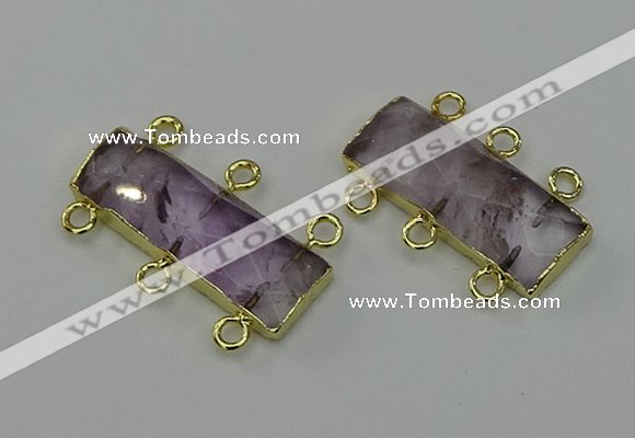 NGC5352 12*30mm - 15*30mm faceted rectangle light amethyst connectors