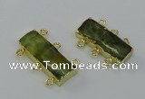 NGC5356 12*30mm - 15*30mm rectangle green rutilated quartz connectors