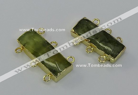 NGC5356 12*30mm - 15*30mm rectangle green rutilated quartz connectors