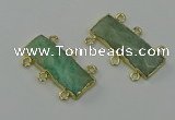 NGC5359 12*30mm - 15*30mm faceted rectangle amazonite connectors