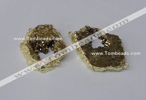 NGC536 25*35mm - 35*45mm plated druzy agate gemstone connectors