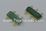 NGC5361 12*30mm - 15*30mm faceted rectangle green aventurine connectors