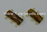 NGC5363 12*30mm - 15*30mm faceted rectangle yellow tiger eye connectors