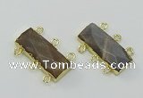 NGC5365 12*30mm - 15*30mm faceted rectangle moonstone connectors