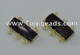 NGC5367 12*30mm - 15*30mm faceted rectangle amethyst connectors