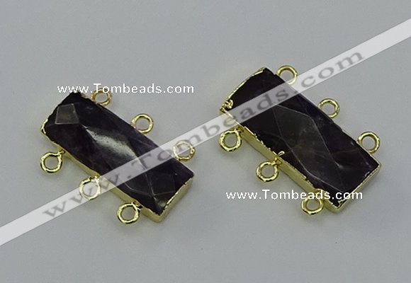 NGC5367 12*30mm - 15*30mm faceted rectangle amethyst connectors