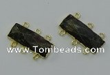 NGC5370 12*30mm - 15*30mm faceted rectangle labradorite connectors