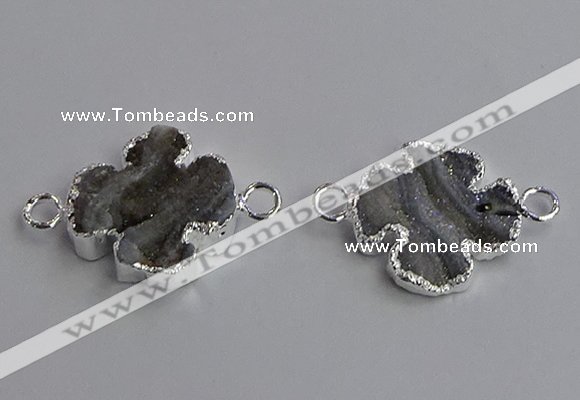 NGC5458 20mm - 22mm flower druzy agate connectors wholesale