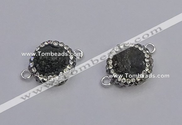 NGC5461 14mm - 15mm flower plated druzy agate connectors wholesale