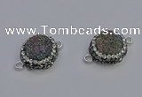 NGC5463 14mm - 15mm flower plated druzy agate connectors wholesale