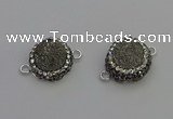 NGC5464 14mm - 15mm flower plated druzy agate connectors wholesale