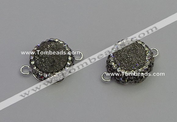 NGC5464 14mm - 15mm flower plated druzy agate connectors wholesale