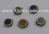 NGC5468 14mm - 15mm flower plated druzy agate connectors wholesale