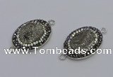 NGC5470 18*25mm oval plated druzy agate gemstone connectors