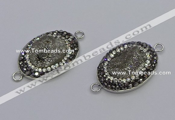 NGC5470 18*25mm oval plated druzy agate gemstone connectors