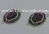 NGC5473 18*25mm oval plated druzy agate gemstone connectors