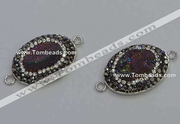 NGC5473 18*25mm oval plated druzy agate gemstone connectors