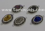 NGC5478 18*25mm oval plated druzy agate gemstone connectors