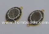 NGC5480 18*25mm oval plated druzy agate gemstone connectors