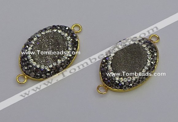 NGC5480 18*25mm oval plated druzy agate gemstone connectors